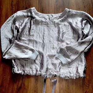 silky silver zara longsleeve top with drawstring